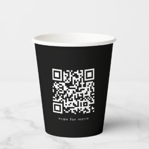 Black Business QR Code Website Menu Professional Paper Cups