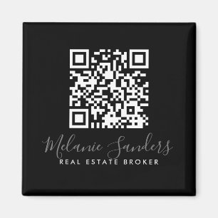 BLACK Business REAL ESTATE Magnet with QR CODE