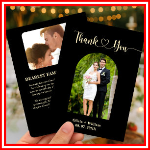 Black & Butter Yellow Photo Wedding Thank You Card