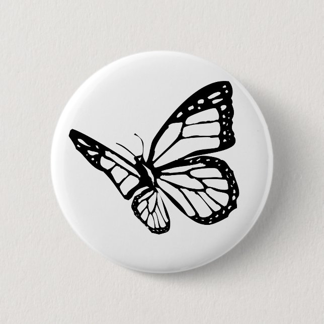 Black Butterfly 6 Cm Round Badge (Front)
