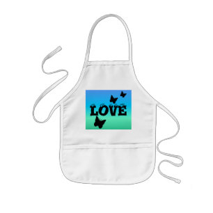 Black Butterfly and Love on Rainbow Kids Apron