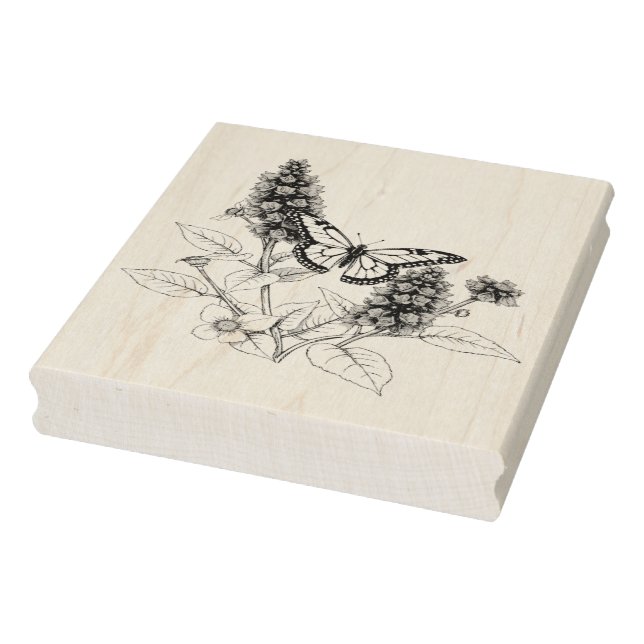 Black Butterfly Bush Rubber Stamp (Stamp)