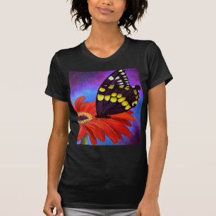 Black Butterfly Daisy Painting - Multi T-Shirt