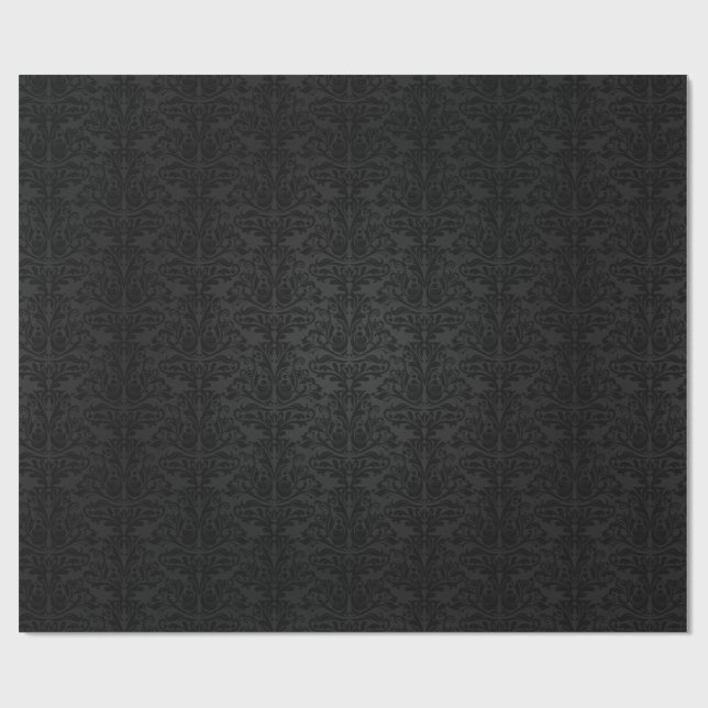 Black Butterfly Damask Wrapping Paper (Flat)