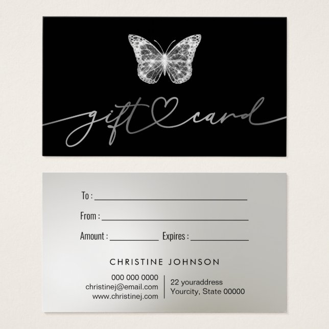 black butterfly gift card (Front & Back)