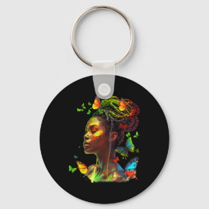 Black Butterfly Hair Black Natural Afro Girl Junet Key Ring