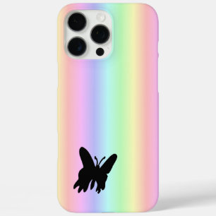 Black Butterfly on Pastell Rainbow iPhone 16 Pro Max Case