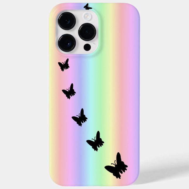 Black Butterfly on Pastell Rainbow Case-Mate iPhone Case (Back)