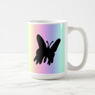 Black Butterfly on Pastell Rainbow Coffee Mug