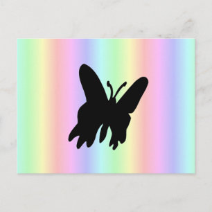 Black Butterfly on Pastell Rainbow Postcard