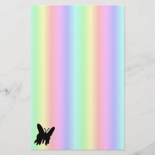 Black Butterfly on Pastell Rainbow Stationery