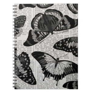 Black butterfly patterned background notebook