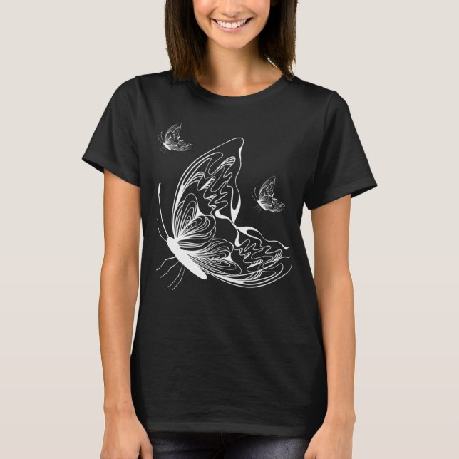 Black Butterfly printed Tshirt for women (Front)