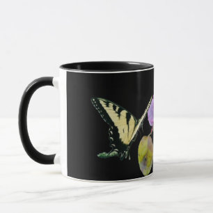 Black Butterfly Purple Rose Mug