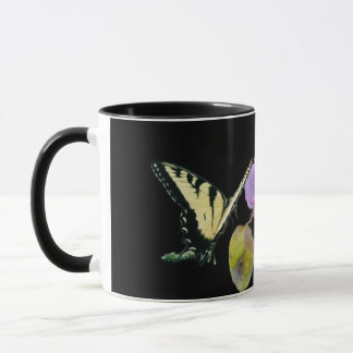 Black Butterfly Purple Rose Mug