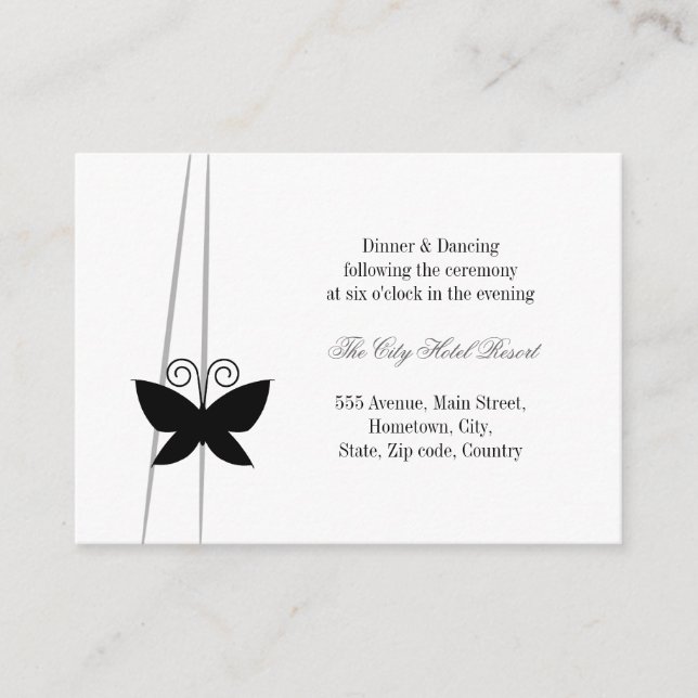 Black Butterfly Reception Enclosure Card (Front)