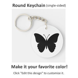 Black Butterfly Silhouette, Choose Your Colour Key Ring