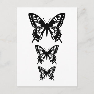 black butterfly silhouettes postcard
