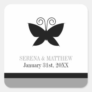 Black Butterfly Square Sticker