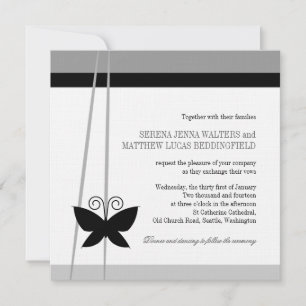 Black Butterfly Wedding Invitation