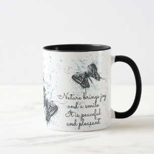 Black Butterfly white coffee tea Mug