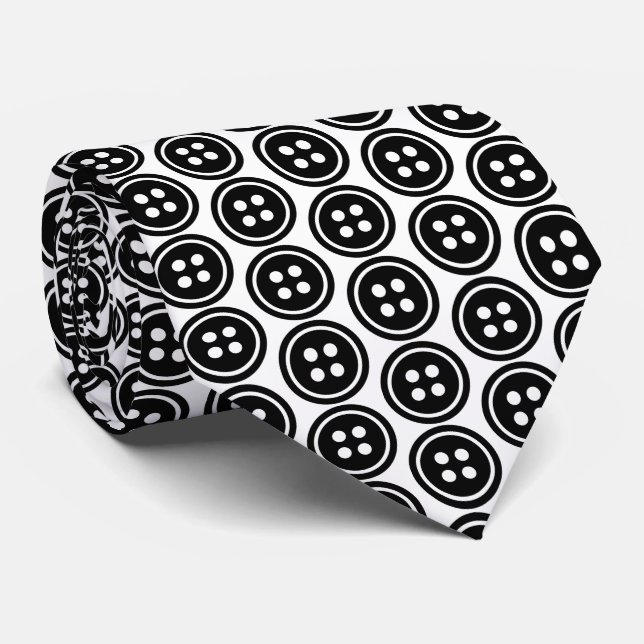 Black Button Tie (Rolled)