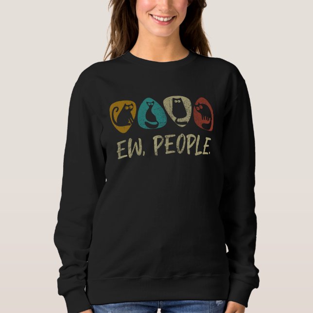 black ca ew people  womens meowy cat sweatshirt (Front)