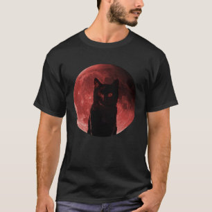 Black Ca Halloween Moon Black Cat Day Kitty Kitten T-Shirt