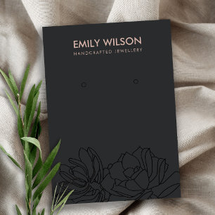 BLACK CACTUS SUCCULENT FOLIAGE EARRING DISPLAY BUSINESS CARD
