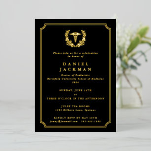 Black Caduceus+Laurel Medical School Graduation