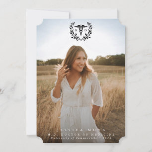 Black Caduceus MD Doctor of Medicine Graduation Announcement