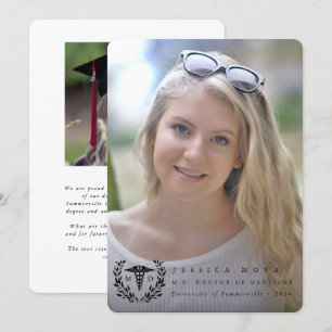 Black Caduceus MD Doctor of Medicine Graduation Announcement