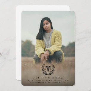 Black Caduceus MD Doctor of Medicine Graduation Announcement