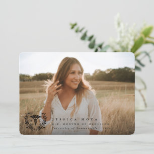 Black Caduceus MD Doctor of Medicine Graduation Announcement