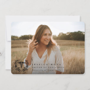 Black Caduceus Medical School 2 Photo Graduation Announcement