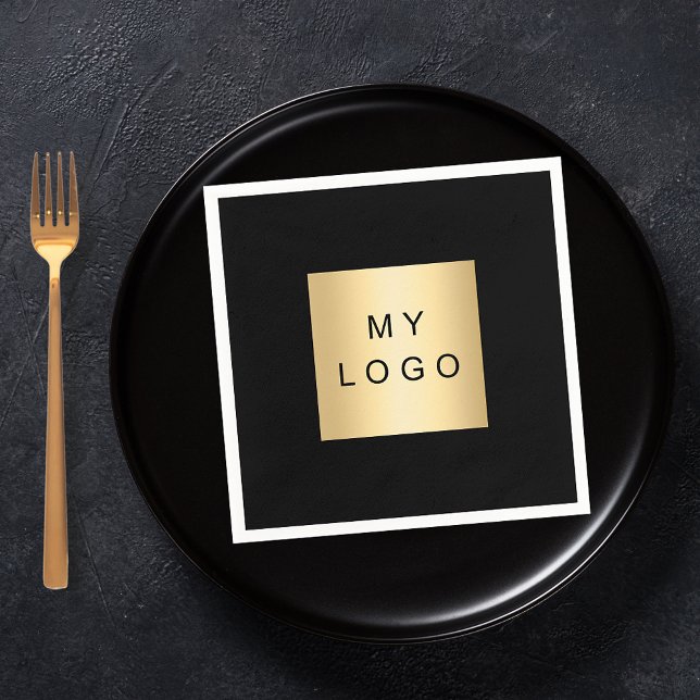 Black cafe bar business logo napkin (Creator Uploaded)