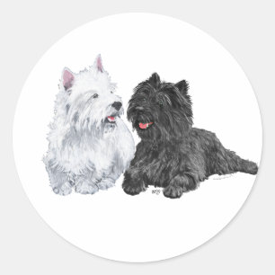 Black Cairn and West Highland Terriers Classic Round Sticker
