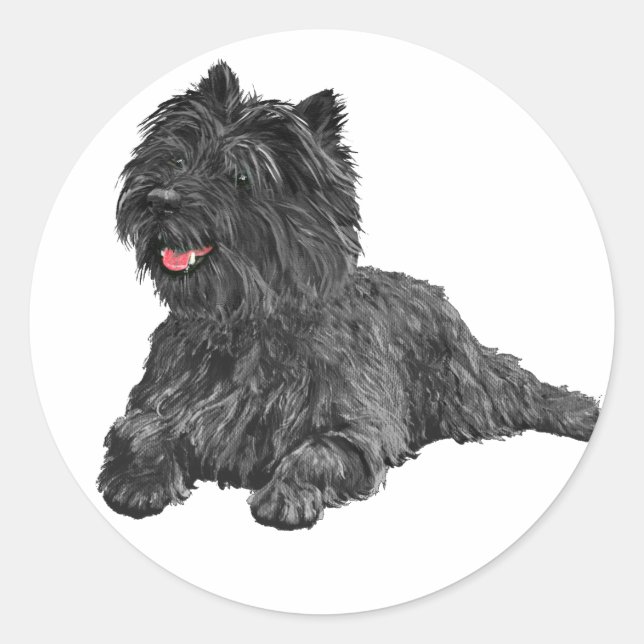 Black Cairn Terrier Classic Round Sticker (Front)