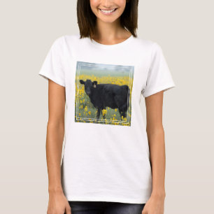 Black Calf in a Field of Sunflowers T-Shirt