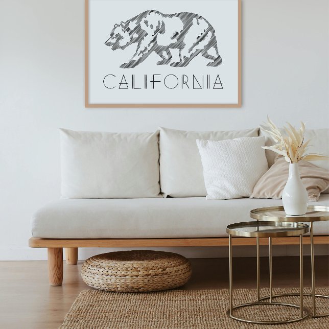 Black California Grizzly Bear Typography Art Print (Creator Uploaded)