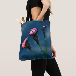 Black Calla Lilies Pink Centre Tote Bag