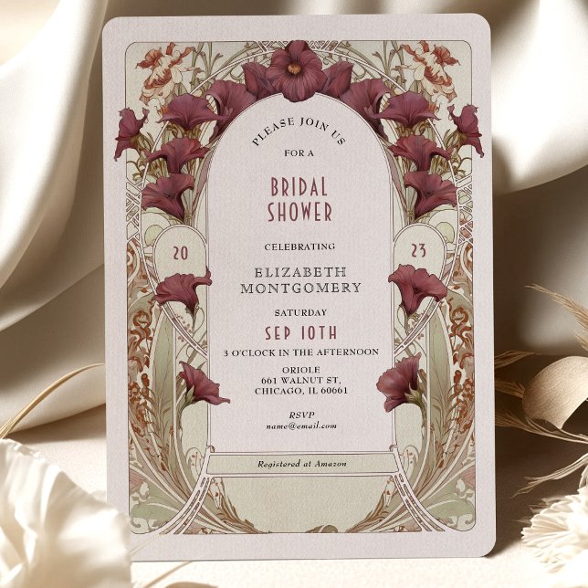Black Calla Lily Bridal Shower Art Nouveau Deco In Invitation (Creator Uploaded)
