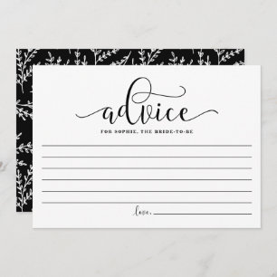 Black Calligraphy Adivce for the Bride to Be Advice Card