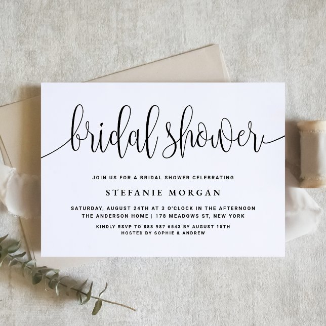 Black Calligraphy Bridal Shower Invitation (Creator Uploaded)