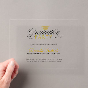 Black Calligraphy Custom Photo Acrylic Invitations