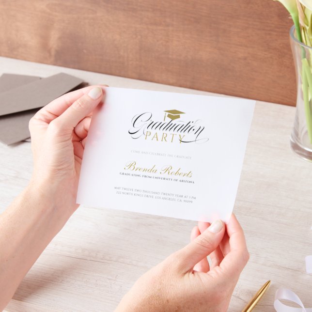 Black Calligraphy Custom Photo Vellum Invitations (Handheld)