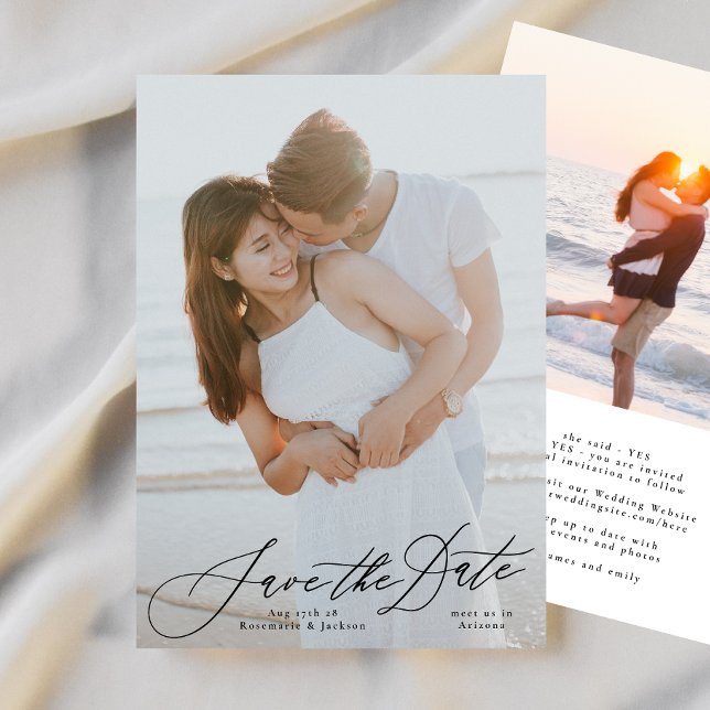 Black Calligraphy Elegant Photo The Wedding Save The Date (Creator Uploaded)