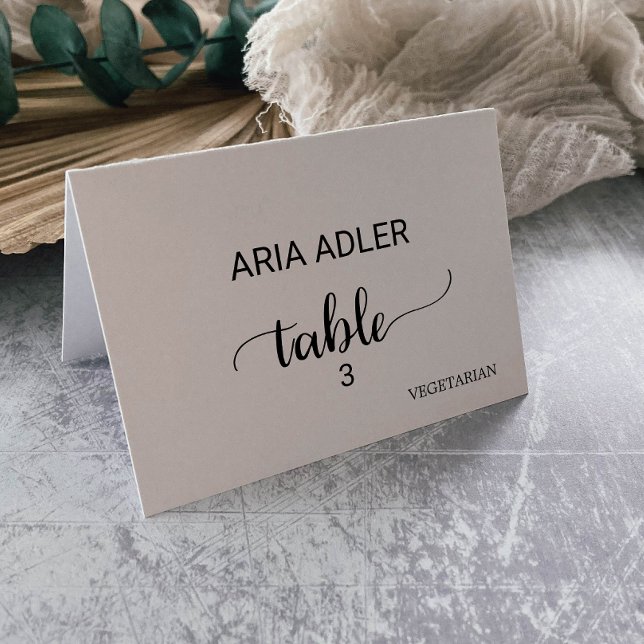 Black Calligraphy Meal Option Place Card (Creator Uploaded)