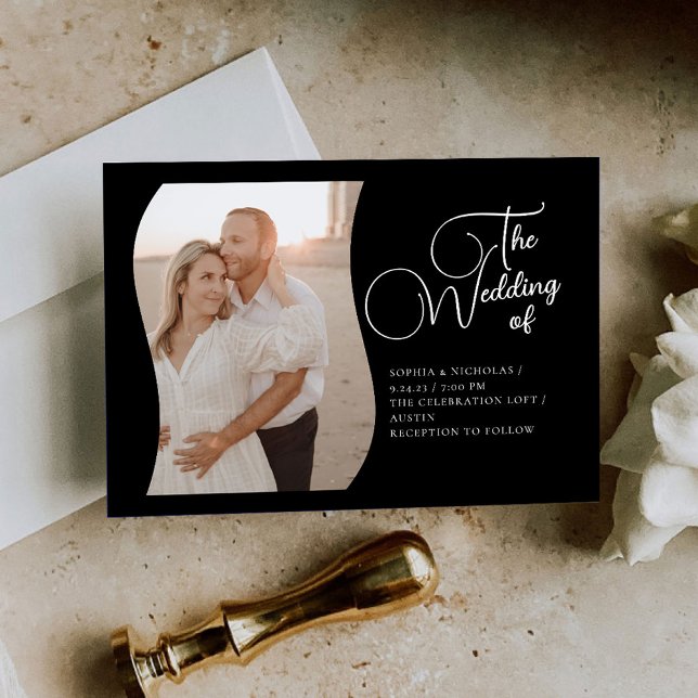 Black Calligraphy Minimalist Wedding Invitation (Creator Uploaded)