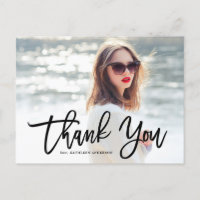 Black Calligraphy Photo Graduation Thank You
